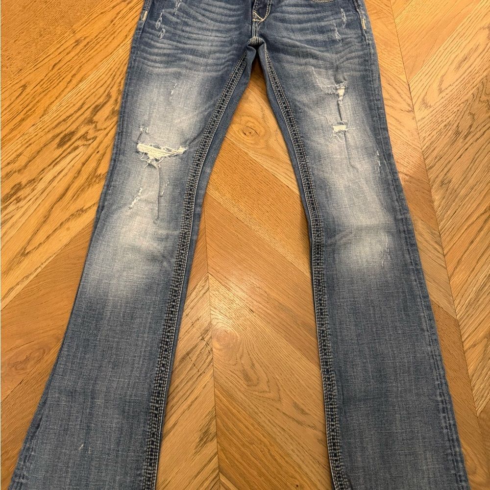 Distressed Blue Jeans for Women express barely flare fall school vintage rerock